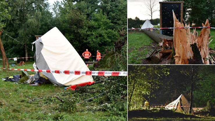 Burza przewróciła drzewo na namiot. W środku były dzieci. Nie żyje 15-letni chłopiec