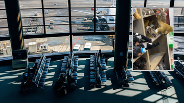 Żywy opos w sklepie z pamiątkami. Usiadł obok pluszowych zabawek