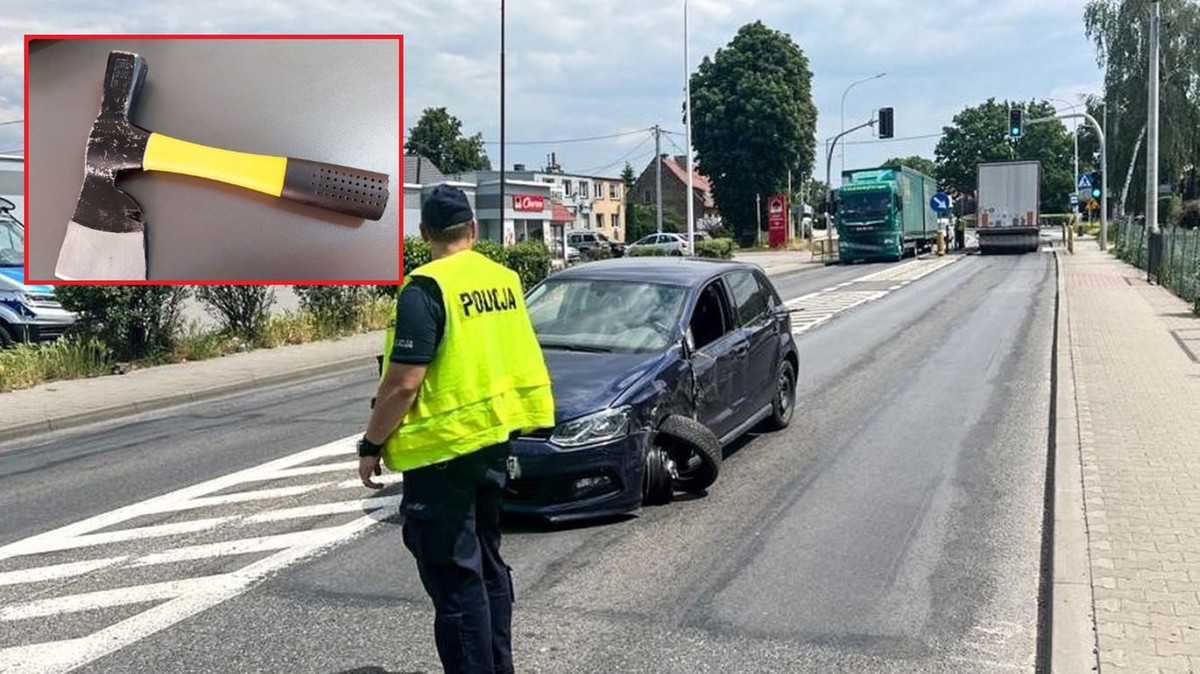 Lubuskie: Niemiec zaatakował toporkiem policjantów. Wcześniej rozbił samochody