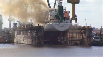 Pożar statku w szczecińskiej stoczni remontowej