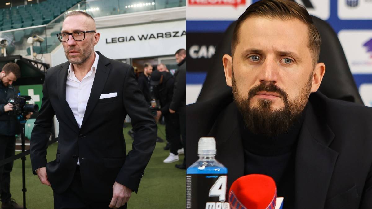 Dw&oacute;ch mężczyzn, prawdopodobnie trenerzy lub działacze klub&oacute;w piłkarskich, zaprezentowanych w formie kolażu.