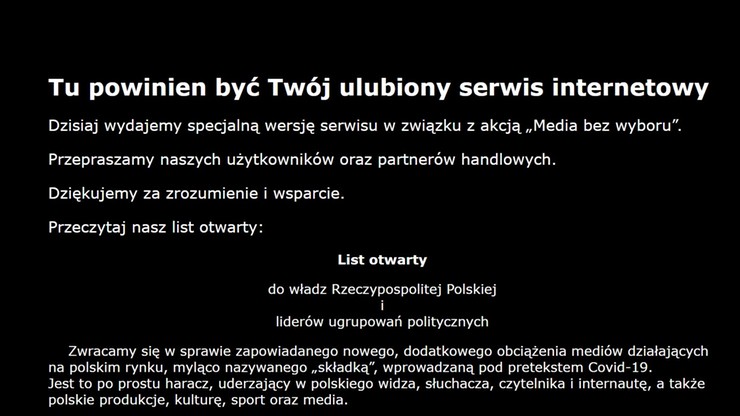 "Media bez wyboru". List otwarty do władz RP
