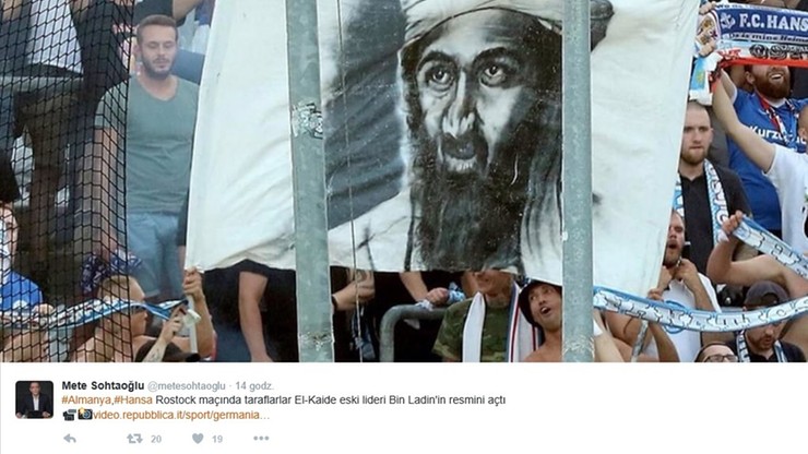 Transparent z Bin Ladenem na meczu Hansy Rostock. "Trzymał go jakiś idiota"