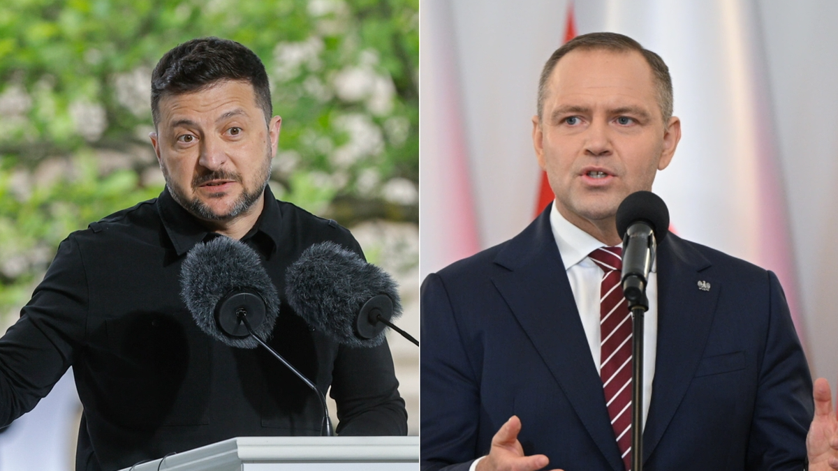 Dwa zdjęcia polityk&oacute;w obok siebie: po lewej Wołodymyr Zełenski, po prawej Karol Nawrocki.