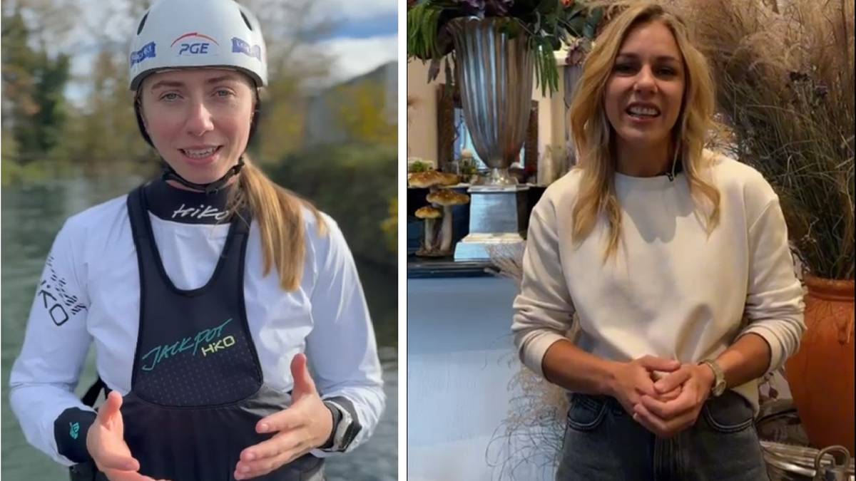 Klaudia Zwolińska w stroju do kajakarstwa slalomowego i Aleksandra Mirosław w stroju sportowym.