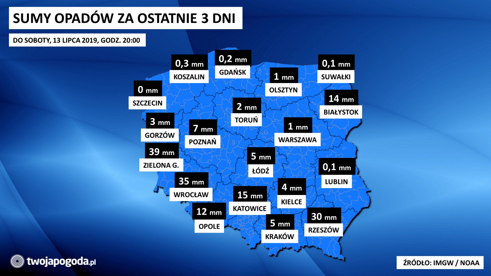 Gdzie spadło najwięcej deszczu?