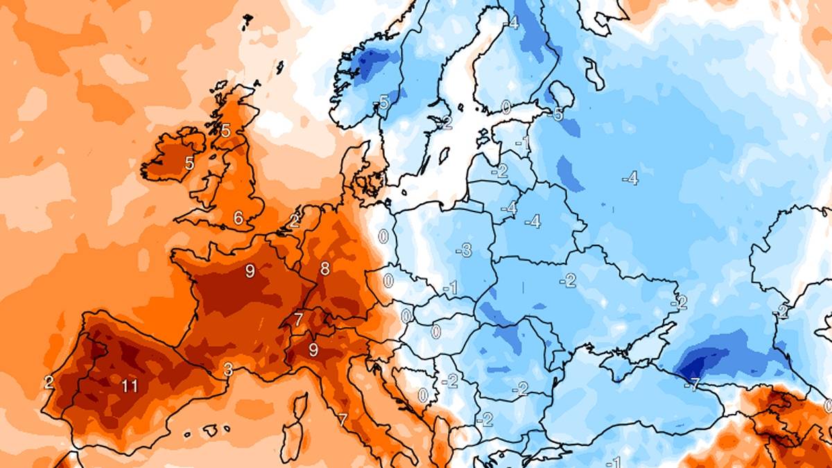Duża zmiana temperatury. Fot. climatereanalyzer.org