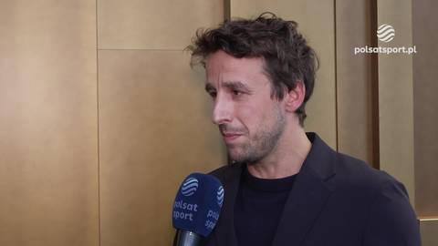 Filip Gawęcki w wywiadzie z mikrofonem Polsat Sport.