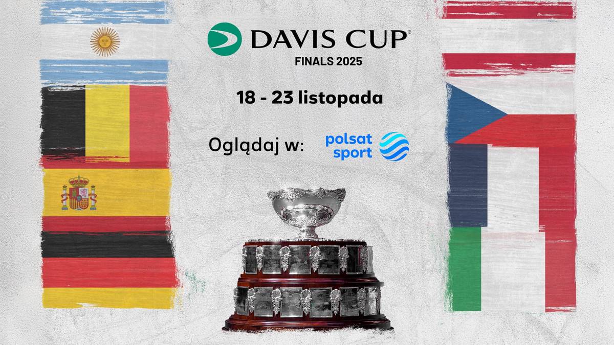 Puchar Davisa 2025, trofeum na tle flag narodowych.