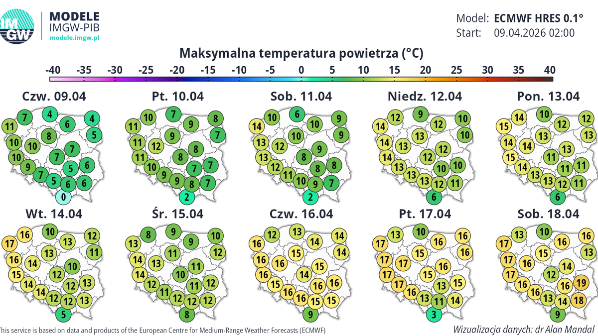 Chłodniejsze powietrze utrzyma się nad Polską przez kilka kolejnych dni, potem zostanie wyparte przez cieplejsze