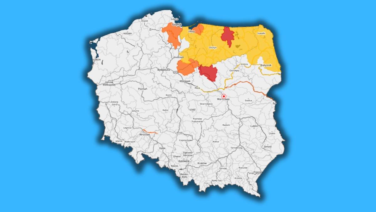 W północnej i północno-wschodniej Polsce obowiązują ostrzeżenia hydrologiczne od pierwszego do trzeciego stopnia