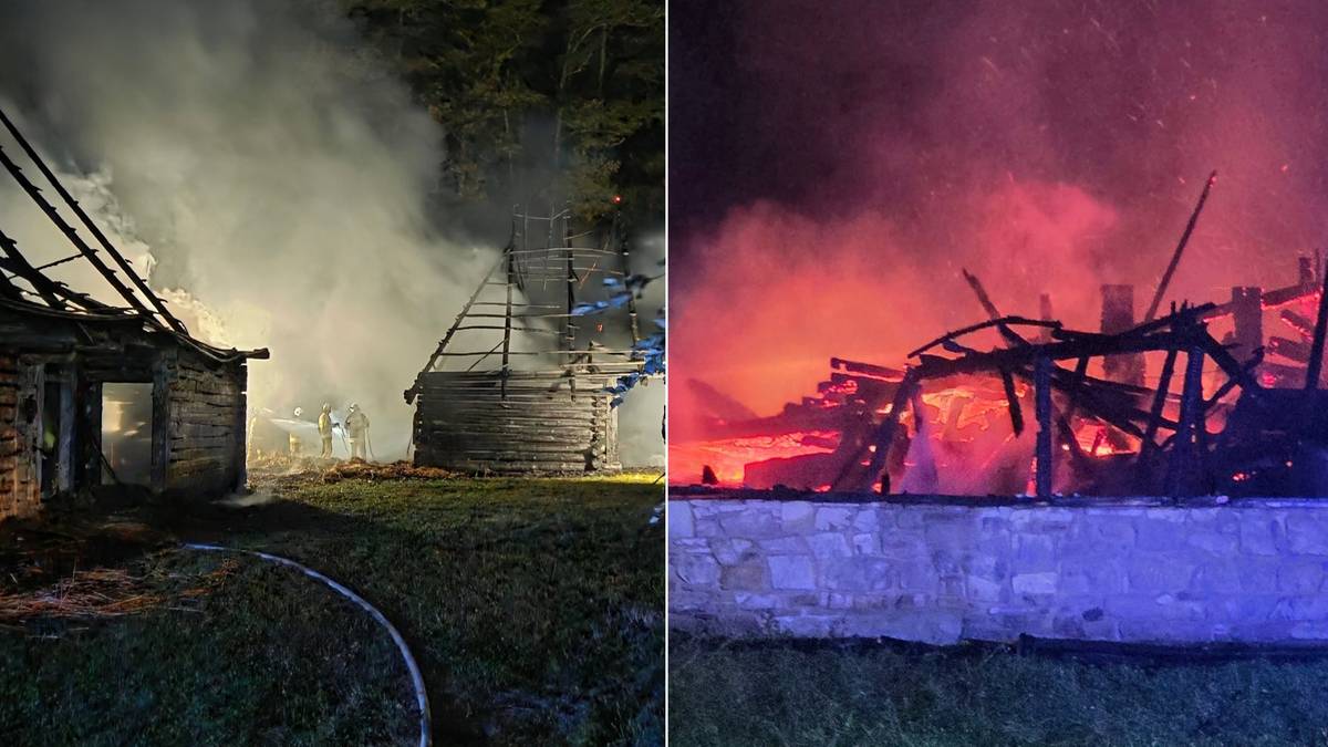 Pożar w podkarpackim skansenie. Spłonął drewniany kościół, uszkodzone dwa inne budynki