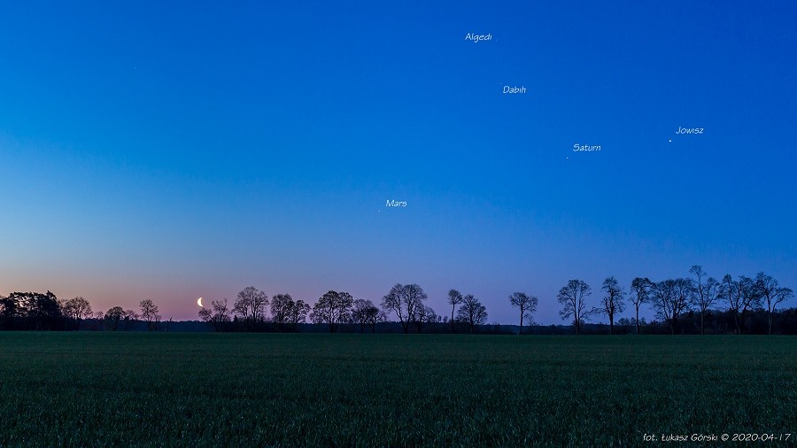 Księżyc, Mars, Jowisz i Saturn. Fot. Łukasz Górski / TwojaPogoda.pl