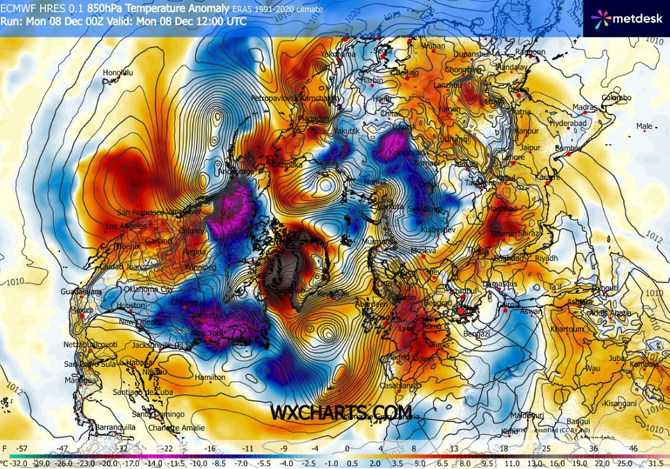 Wir polarny może się osłabić w ciągu najbliższych dwóch tygodni, co daje nadzieję na chłodniejsze i śnieżne święta Bożego Narodzenia