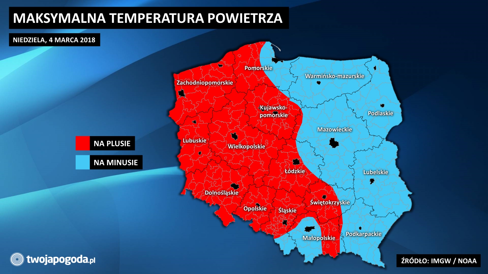 5 stopni na zachodzie kraju