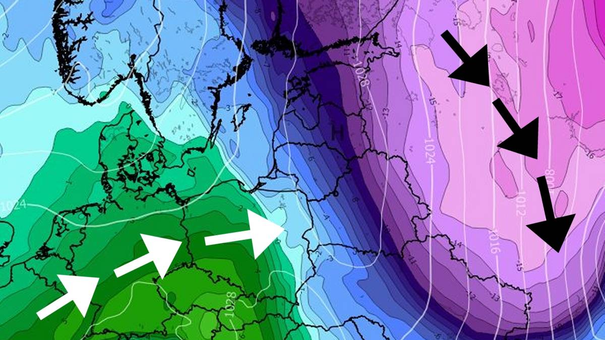 Tęgie mrozy spłyną na wschód od Polski, a u nas nadal będzie wyjątkowo ciepło. Fot. wxcharts.com