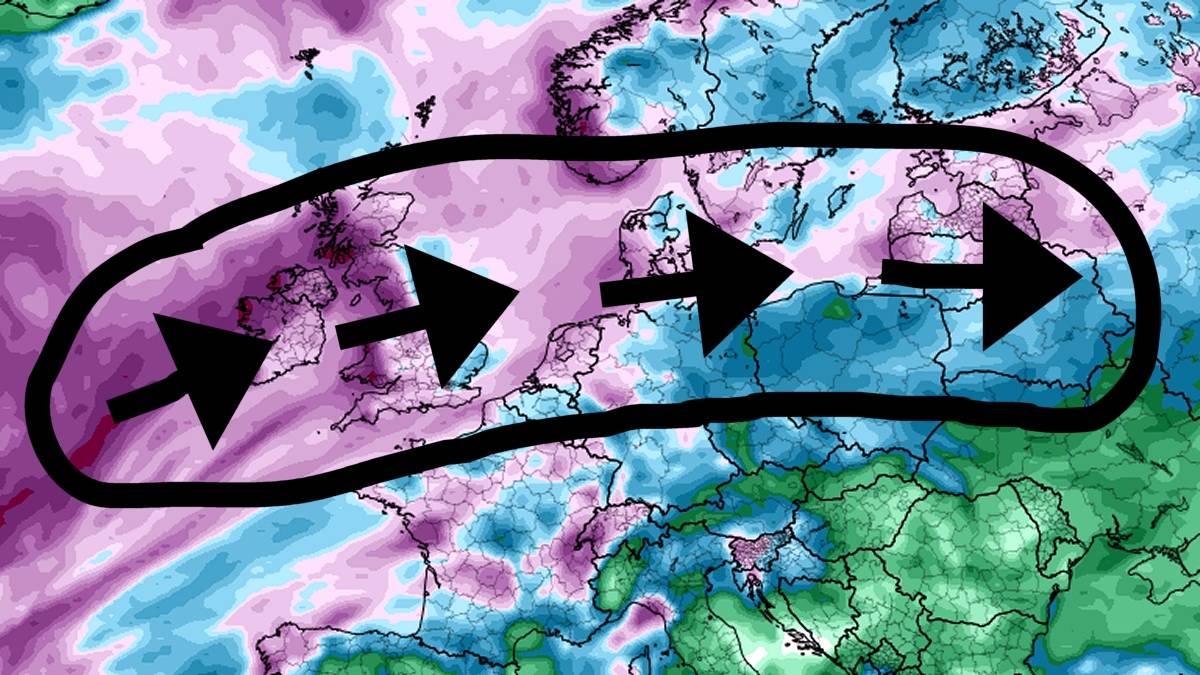 Znad Atlantyku do Polski będzie płynąć rzeka wilgoci. Fot. tropicaltidbits.com