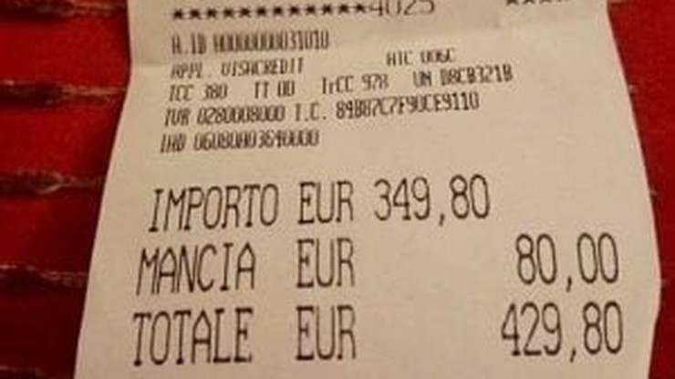 Spaghetti z rybą i woda za 430 euro. Gigantyczny rachunek dla turystów w restauracji w Rzymie
