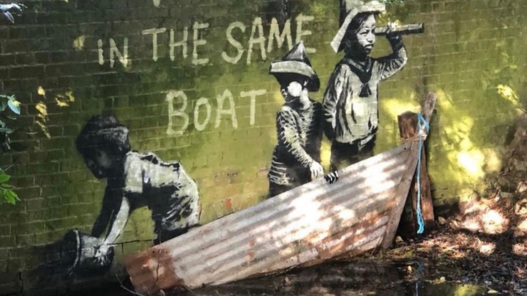Wielka Brytania. Z powodu zagrożenia powodzią usunięto część domniemanej pracy Banksy'ego