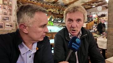 Zbigniew Boniek udziela wywiadu z mikrofonem Polsat Sport.