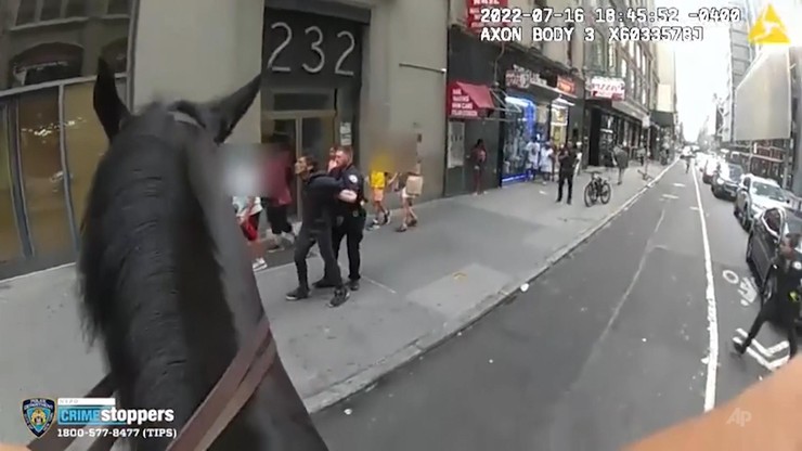 USA. Konny patrol policji ścigał złodzieja ulicami Nowego Jorku
