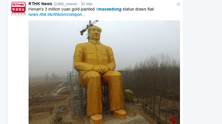Chińczycy zbudowali gigantyczną statuę Mao Zedonga