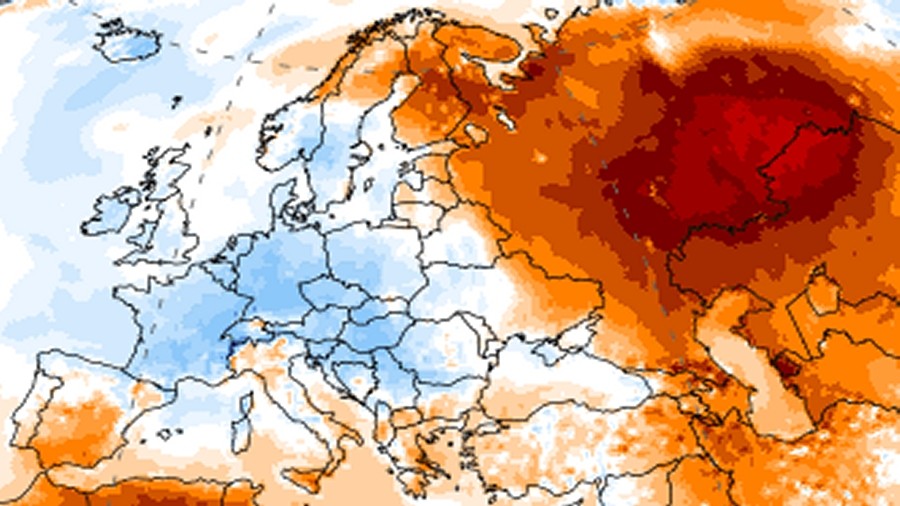 Anomalie temperatury powietrza (w stopniach Celsjusza) w Europie w dniu 17 maja 2021 roku. Fot. ClimateReanalyzer.org