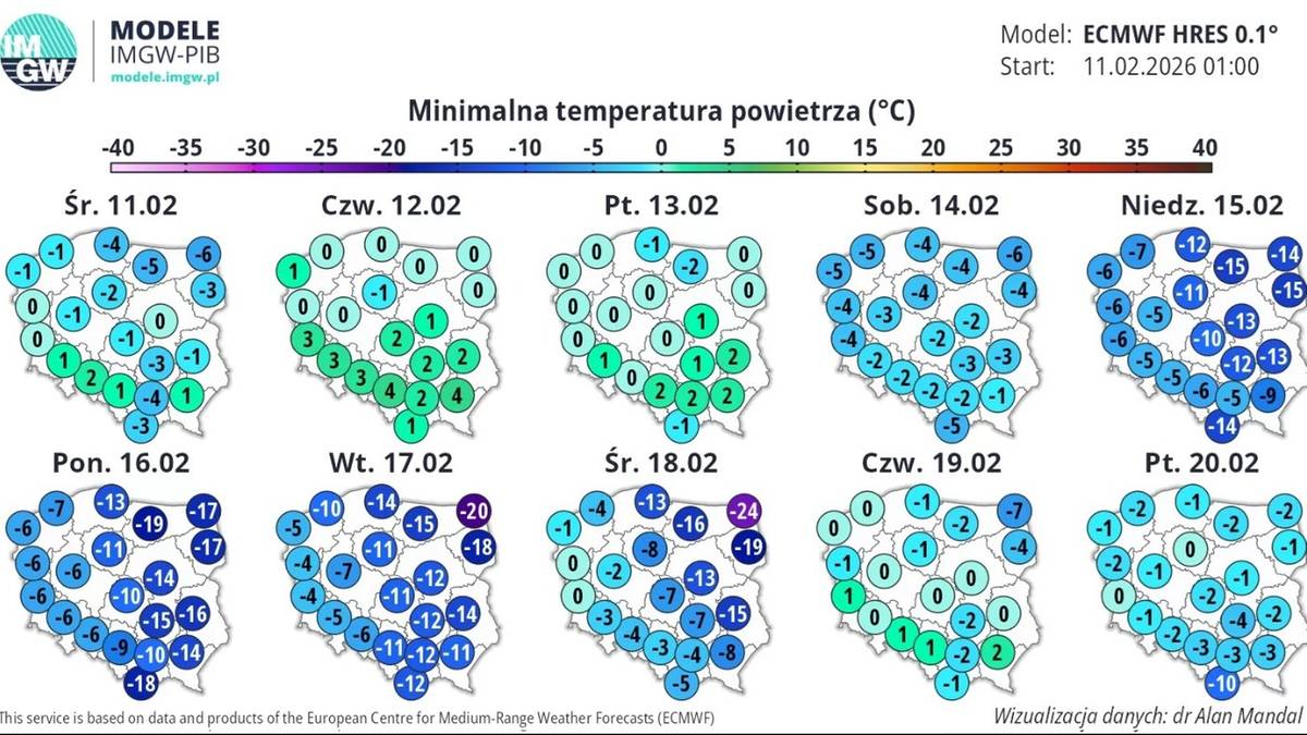 Zima wraca w połowie lutego, przynosząc mrozy i opady