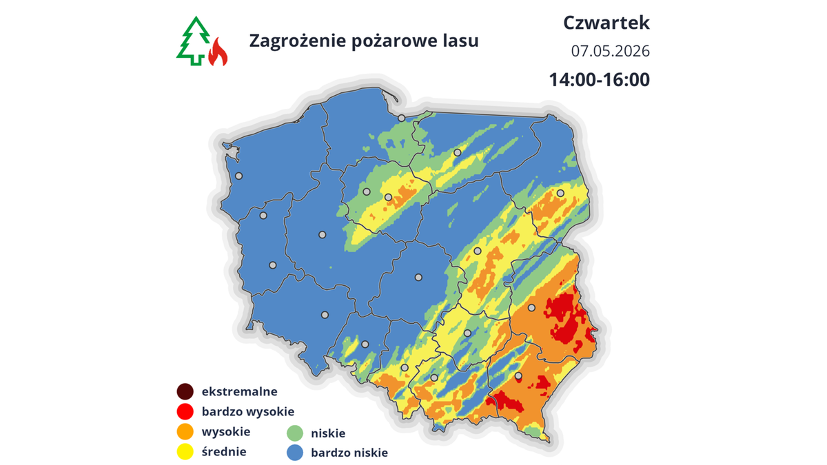 W czwartek sytuacja w polskich lasach zdecydowanie się poprawi. Zagrożenie pożarami najwyższe wciąż będzie na południowym wschodzie