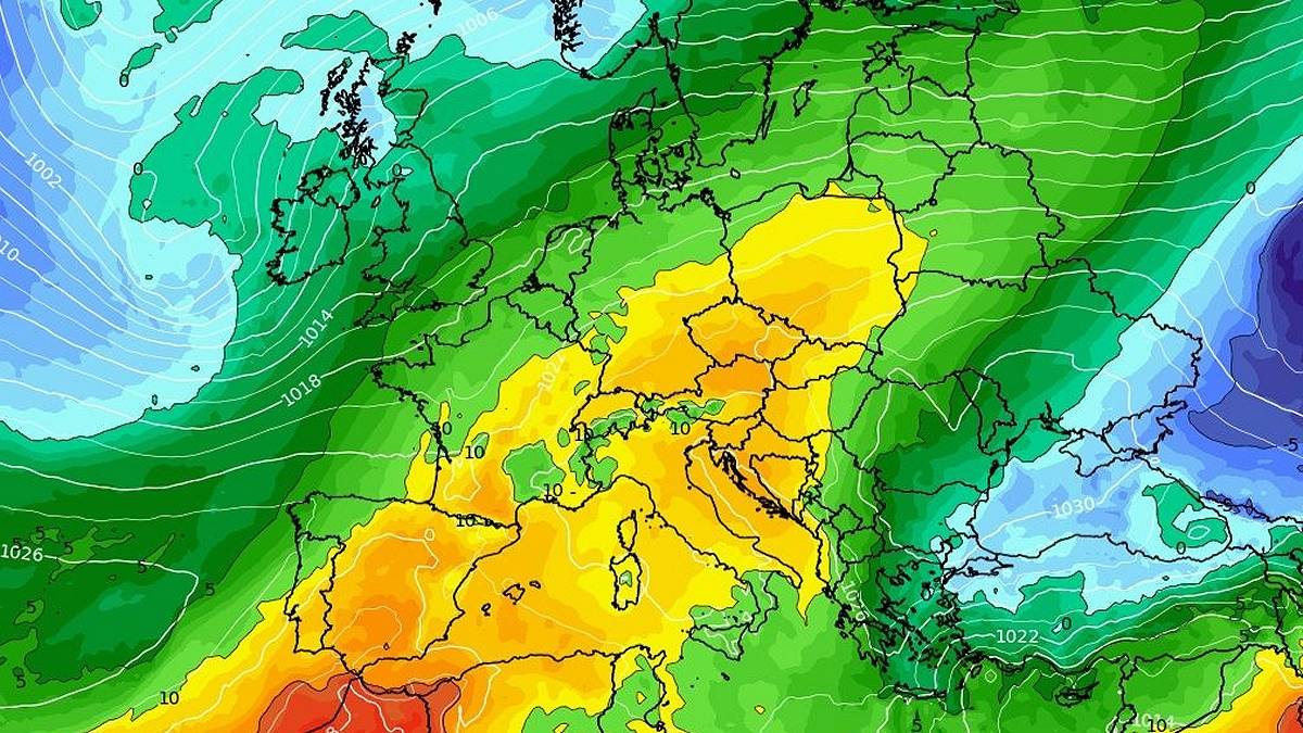 Znad Hiszpanii napłynie ciepłe powietrze? Fot. wxcharts.com