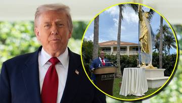 Złoty pomnik Trumpa odsłonięty, ceremonii przewodził pastor. 