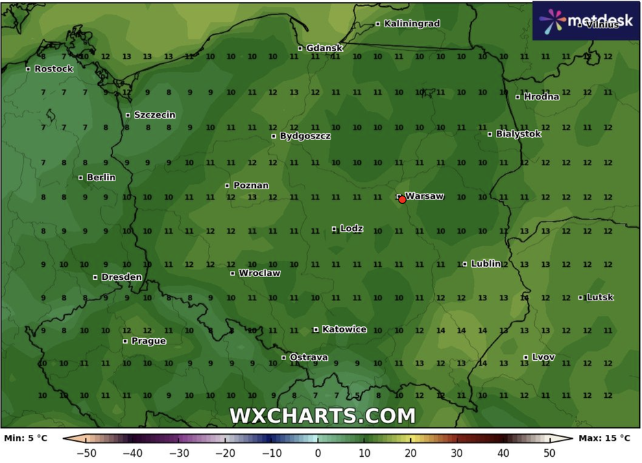 Chłodne pierwsze dni lipca. Fot. WXCHARTS