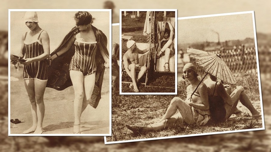 Upalny dzień na plaży w Warszawie w latach 20. ubiegłego wieku. Fot. Światowid, 1926, nr 29.