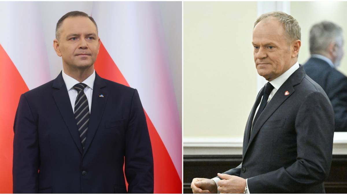Premier Tusk u prezydenta Nawrockiego. W tle "polski SAFE 0 proc."