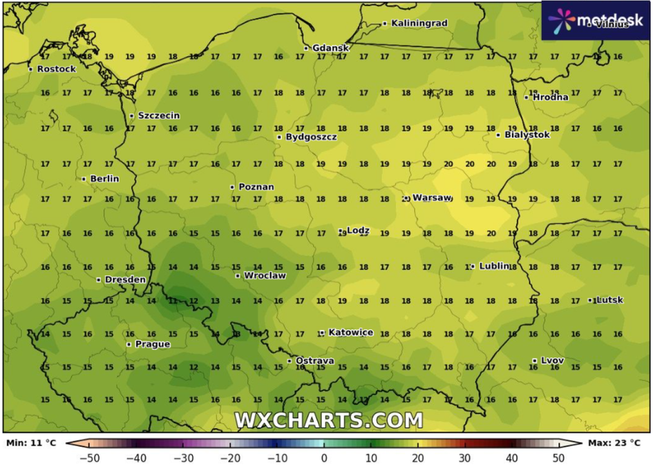 Chłodny ranek 3 sierpnia. Fot. WXCHARTS