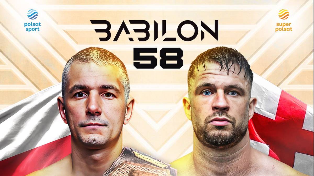 Plakat z Rafałem Dudkiem i Chrisem Melhuishem, zapowiadający galę Babilon MMA 58.