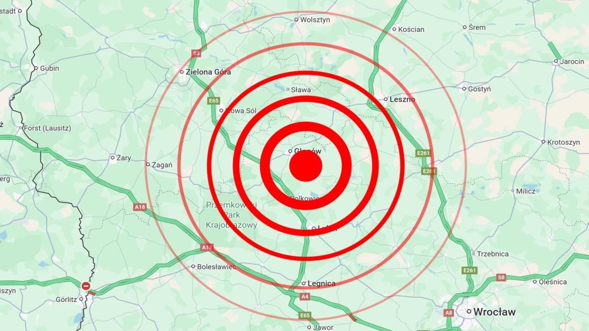 Epicentrum trzęsienia ziemi w rejonie Głogowa. Fot. EMSC.