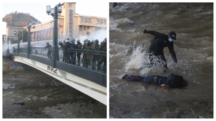 16-latek zepchnięty z mostu przez policję. Szokujące nagranie z Chile