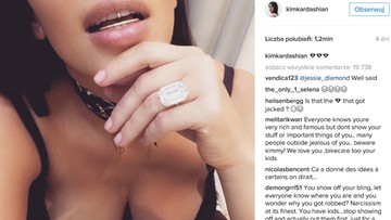 Kardashian sprowokowała złodziei? Policja twierdzi, że niepotrzebnie chwaliła się pierścionkiem na Instagramie
