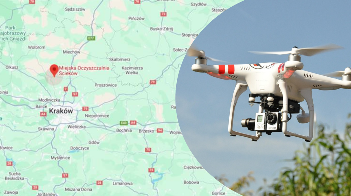 Dron spadł na teren oczyszczalni w Małopolsce. Wydano komunikat