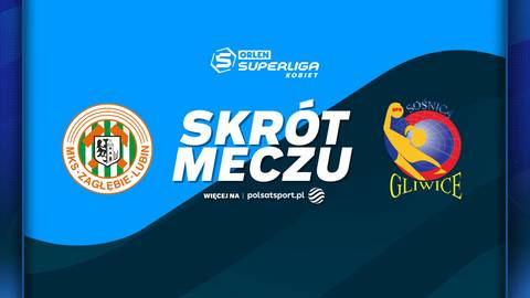 Logo KGHM Zagłębie Lubin obok napisu SKR&Oacute;T MECZU i logo Sośnica Gliwice.