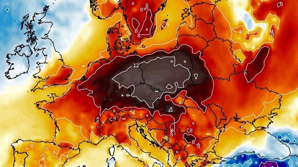 Wiosna może być rekordowo ciepła. Fot. wxcharts.com