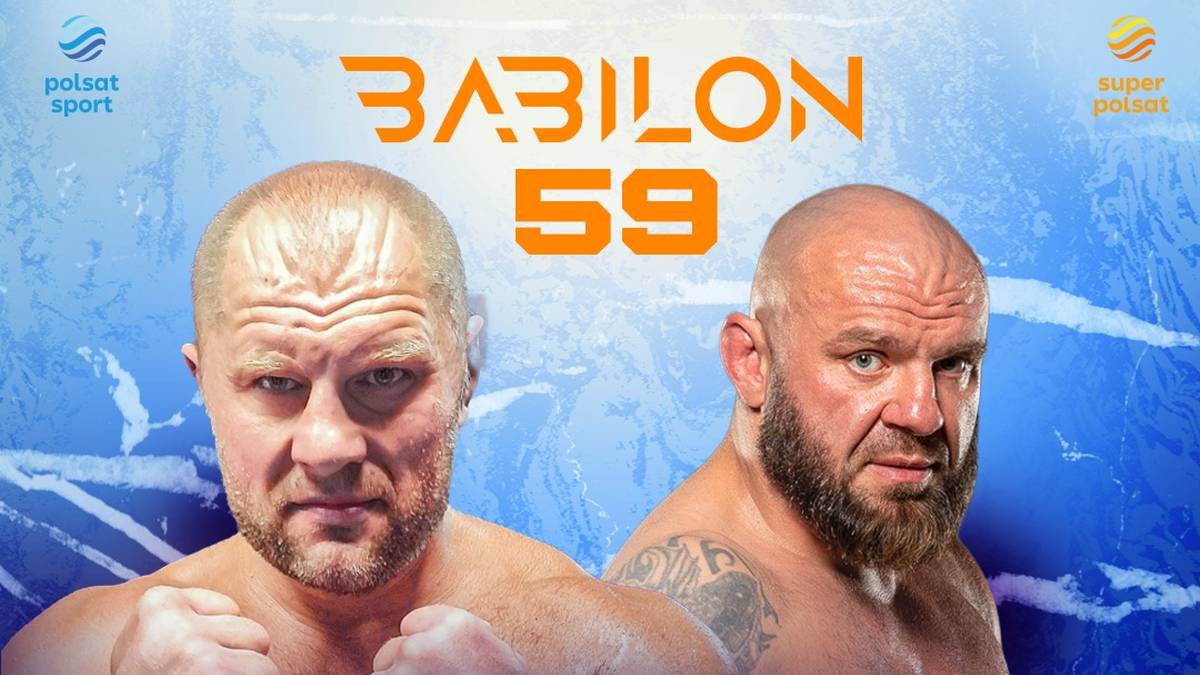 Plakat gali Babilon MMA 59 z wizerunkami Marcina Sianosa i Przemysława Mysiali.