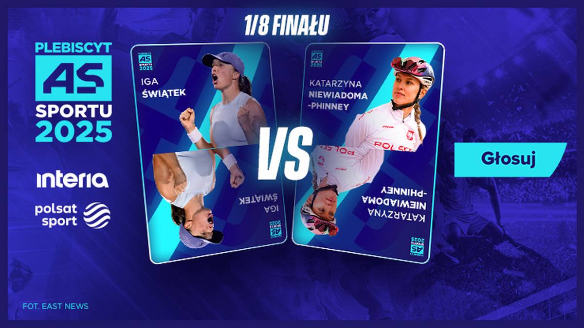 Grafika z porównaniem Igi Świątek i Katarzyny Niewiadomej-Phinney w plebiscycie As Sportu 2025