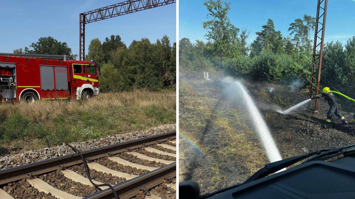 Pożar na trasie kolejowej. Wstrzymano ruch pociągów