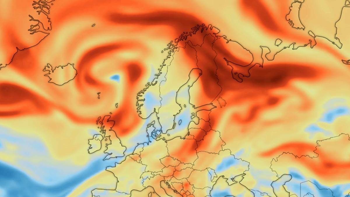 Stężenie dwutlenku siarki w powietrzu nad Europą. Fot. Windy / Copernicus.
