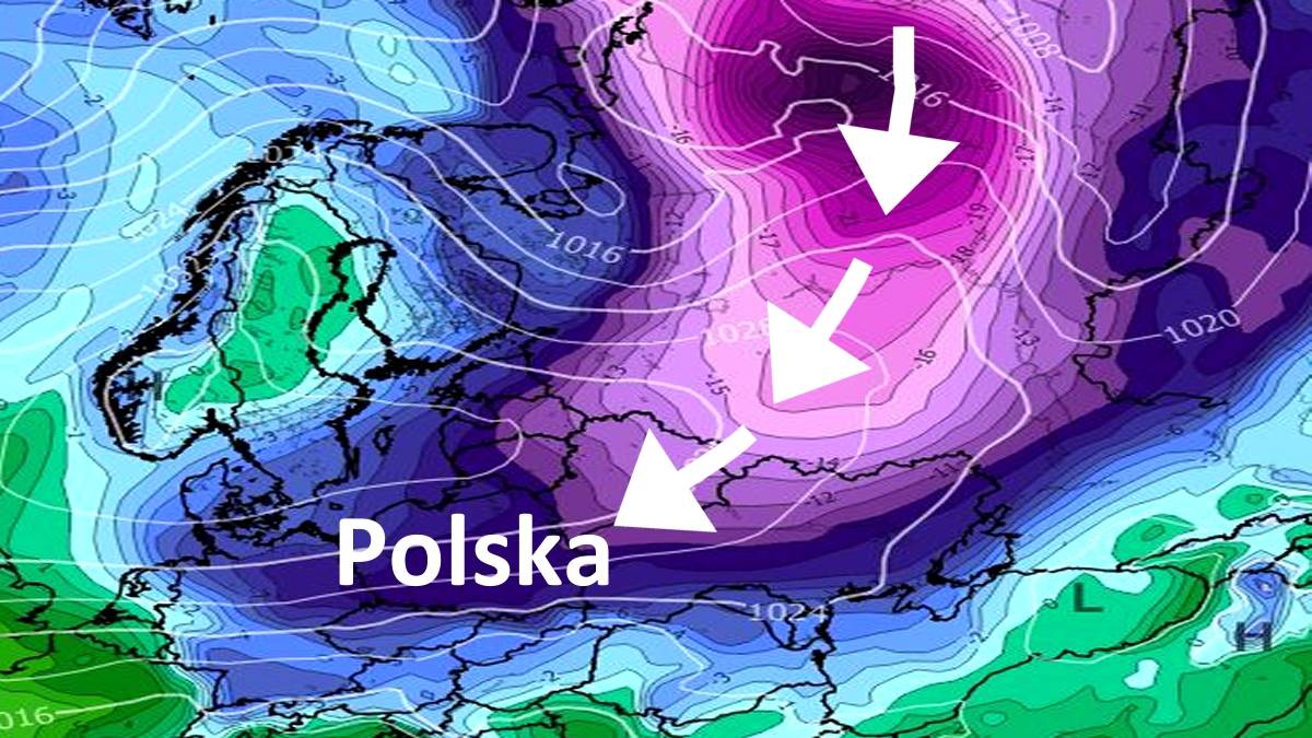 Nad Polskę spływa syberyjskie powietrze. Fot. wxcharts.com