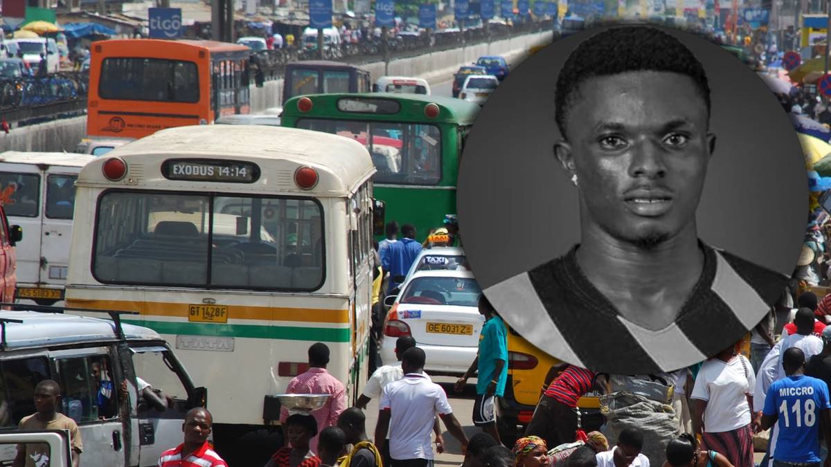 Fragment zdjęcia przedstawia czarno-białe zdjęcie młodego mężczyzny o ciemnej karnacji, ubranego w strój sportowy. Na pierwszym planie widoczny jest fragment autobusu i tłum ludzi.