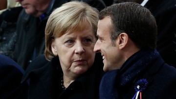 101-latka pomyliła Merkel z żoną Macrona podczas odsłonięcia tablicy upamiętniającej koniec I wojny