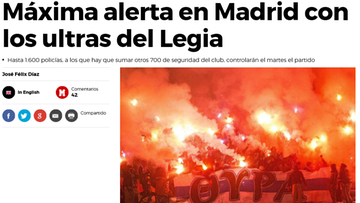 "Sieją terror". Hiszpańskie media przestrzegają przed kibicami Legii